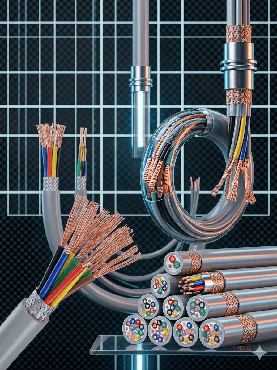 Высокогибкий кабель TRVV и TRVVP в разрезе — бескислородная медь, маслостойкая оболочка